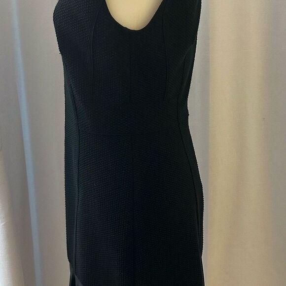 Rebecca Taylor Black Textured Ruffle Hem Dress - Size 6 - Picture 3 of 8